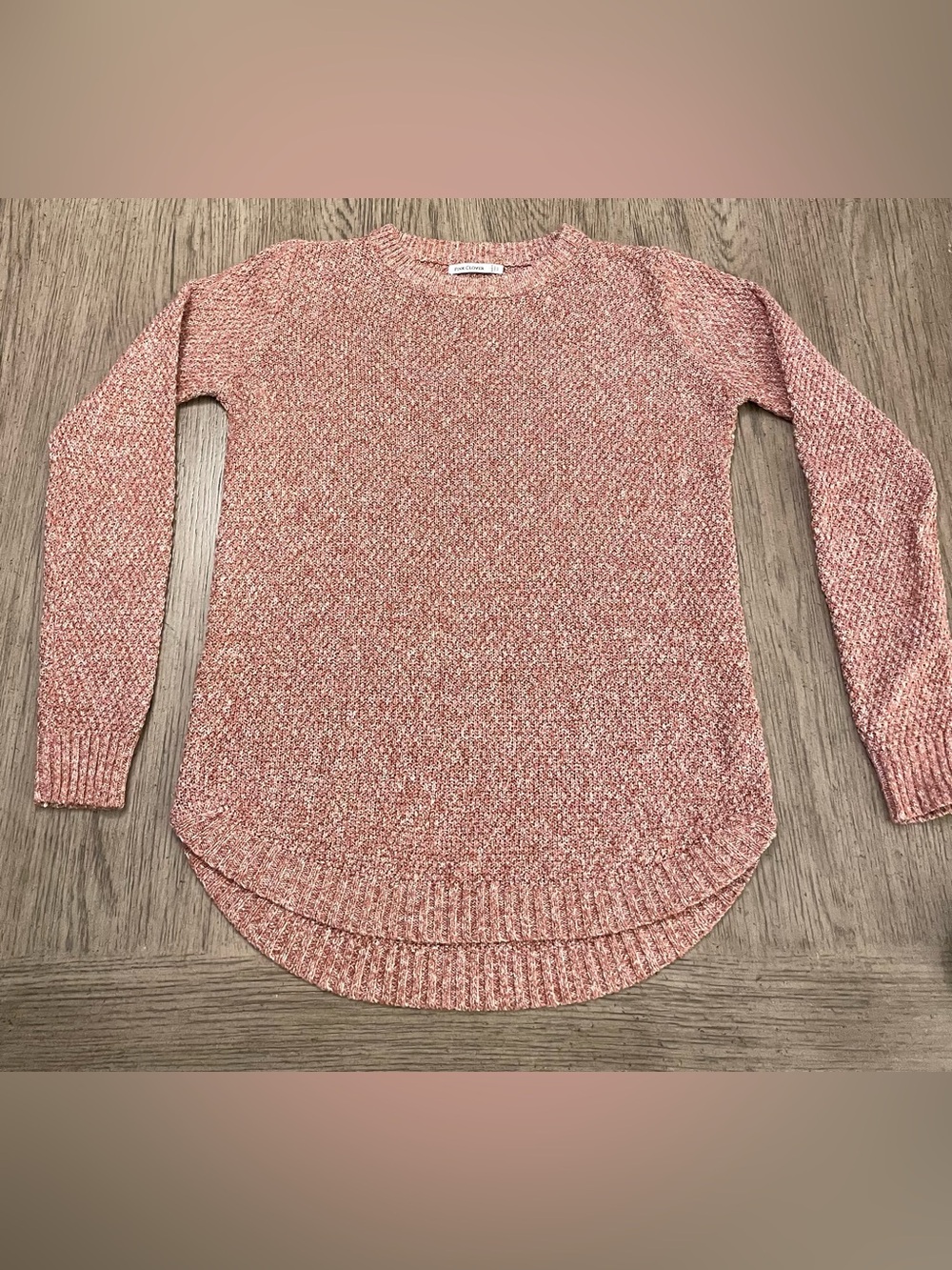Pink clover women’s sweater, XS, pink/blush colored, like new.